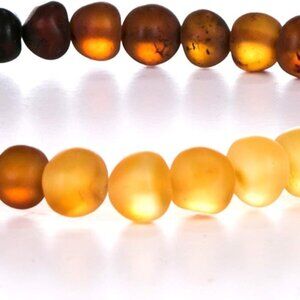 Natural Baltic Amber Bracelet Unpolished Beads Sterling Elastic for Adults